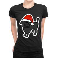 Cute Dog Wearing A Santa Hat At Christmas Ladies Fitted T-shirt | Artistshot