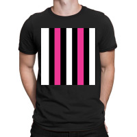 Pink, Black And White Vertical Stripes Design Chiffon Top T-shirt | Artistshot