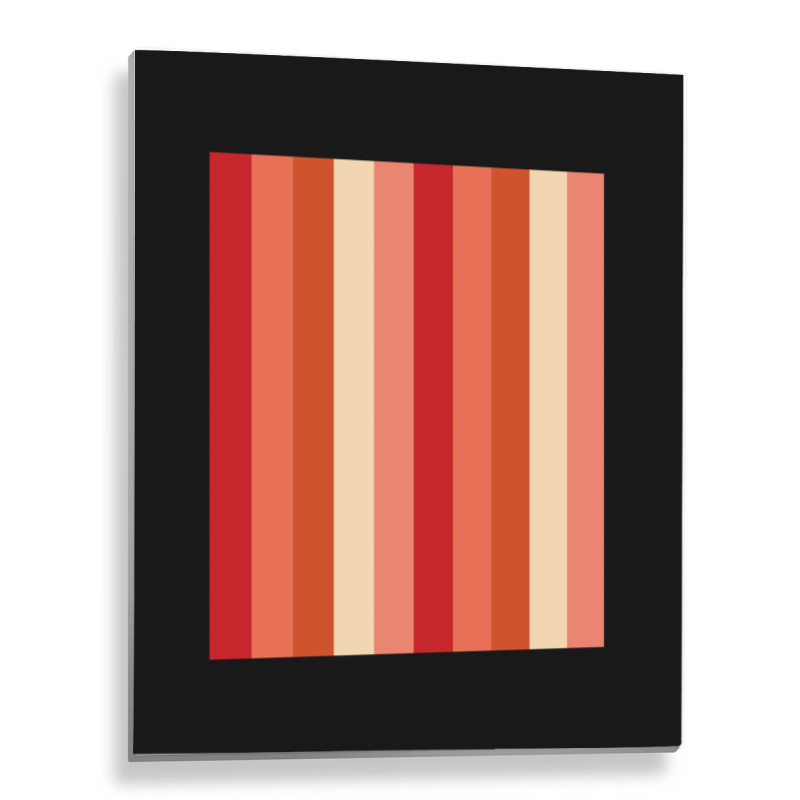 Red Verticallystriped Silver Titanium Iron Color, Red Degradation Patt Metal Print Vertical | Artistshot