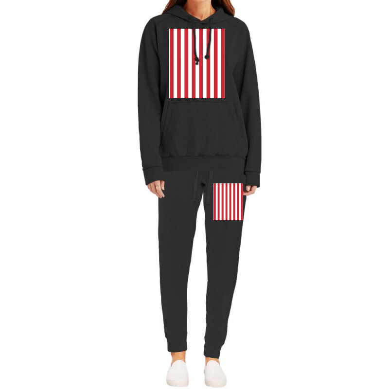 Red And White Vertical Stripes Pattern Graphic Hoodie & Jogger Set | Artistshot