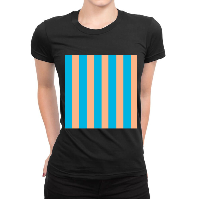 Turquoise And Tan Vertical Stripes Pattern Ladies Fitted T-Shirt by ULISESMORENO | Artistshot