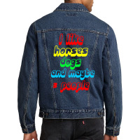 I Like Horses Dogs Men Denim Jacket | Artistshot