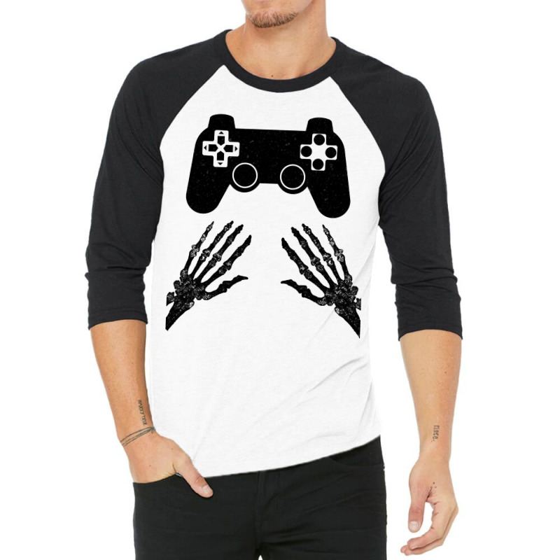 Funny Gamer Halloween Spooky Skeleton Hands Gift Kids Boys Girls Teens 3/4 Sleeve Shirt by thutrinh | Artistshot