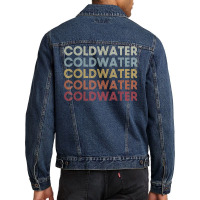 Coldwater Michigan Coldwater Mi Retro Vintage Text Men Denim Jacket | Artistshot