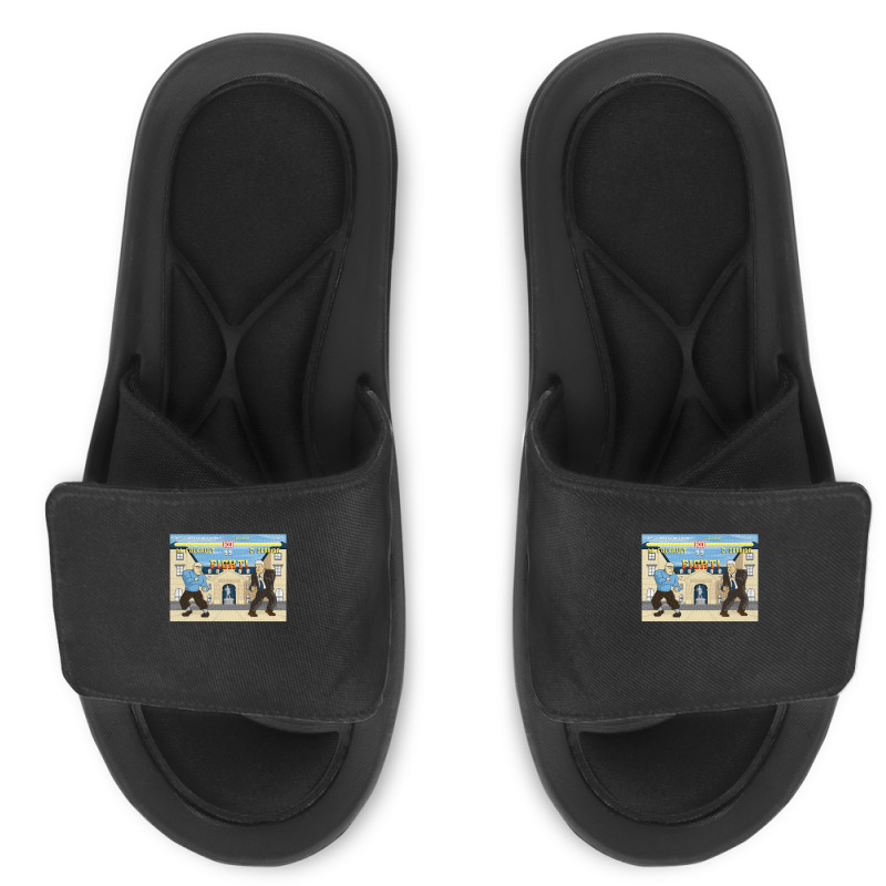 French Theory Fighter - Foucault Vs Derrida Slide Sandal | Artistshot