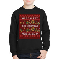 Funny 20 Dice Roll Pen And Paper Quote Ugly Christmas Sweater Design Youth Sweatshirt | Artistshot