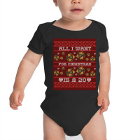 Funny 20 Dice Roll Pen And Paper Quote Ugly Christmas Sweater Design Baby Bodysuit | Artistshot