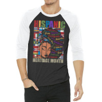 Latina Woman Art Hispanic Heritage Month Latin Country Flags 3/4 Sleeve Shirt | Artistshot