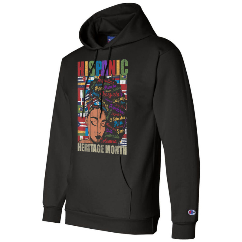 Latina Woman Art Hispanic Heritage Month Latin Country Flags Champion Hoodie by cm-arts | Artistshot