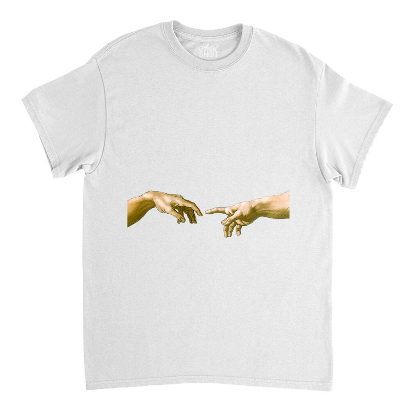 Touch Of God, The Creation Of Adam, (close Up), Michelangelo, 1510, Ge Classic T-shirt by SAUNDRAHARDAWAY | Artistshot