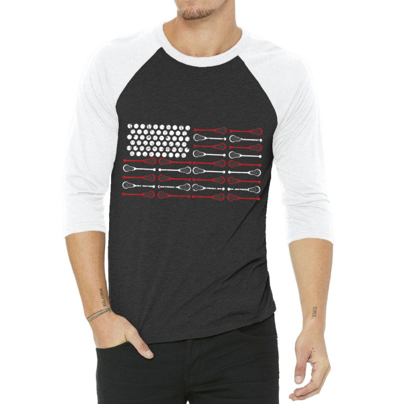 Lacrosse American Flag Lax Mom 3/4 Sleeve Shirt by cm-arts | Artistshot