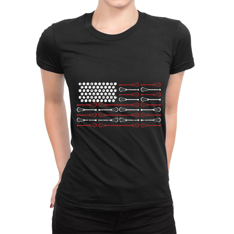 Lacrosse American Flag Lax Mom Ladies Fitted T-Shirt by cm-arts | Artistshot