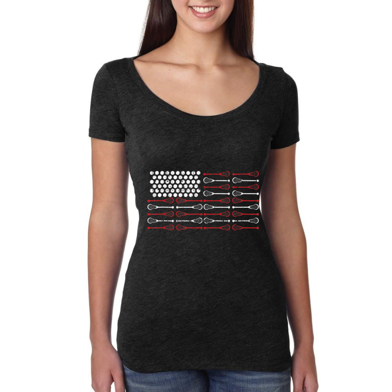 Lacrosse American Flag Lax Mom Women's Triblend Scoop T-shirt by cm-arts | Artistshot