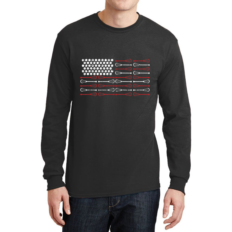 Lacrosse American Flag Lax Mom Long Sleeve Shirts by cm-arts | Artistshot