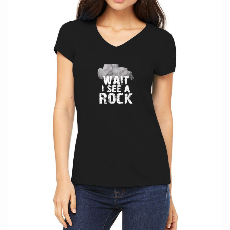 Wait I See A Rock For A Geologist Rock Mineral 1 Women's V-Neck T-Shirt by RebekahShinn | Artistshot