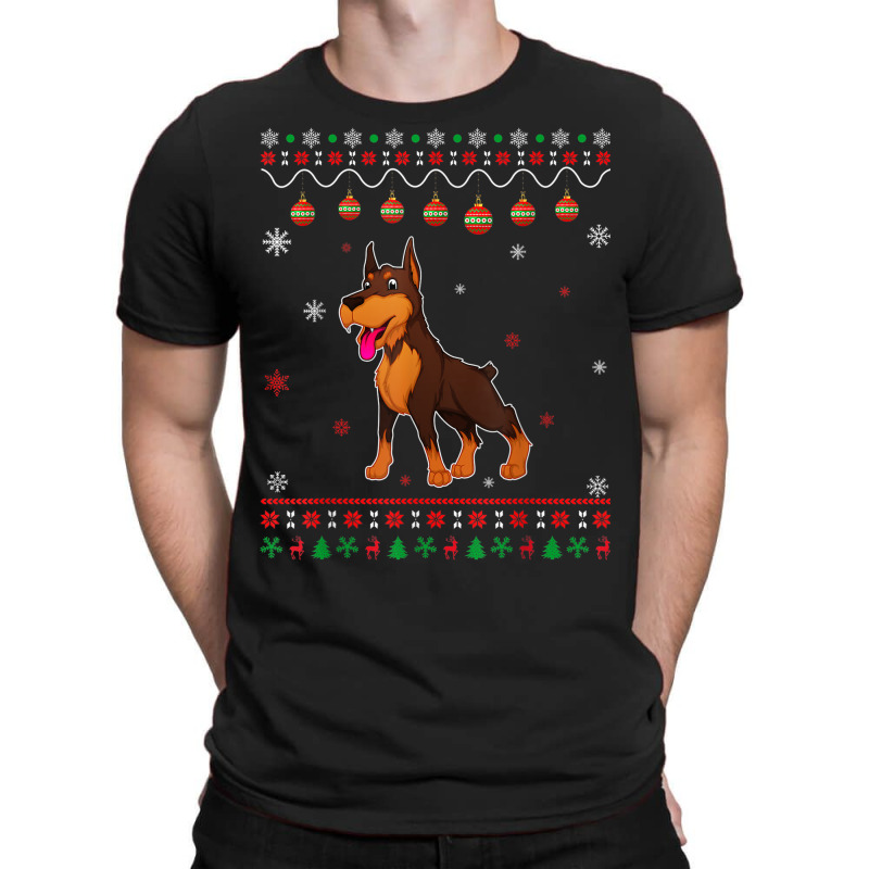 Dobermann Dog Ugly Design Matching Ugly Christmas Holiday T-shirt | Artistshot