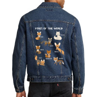 Foxes Of The World Funny Fox Animals Educational Men Denim Jacket | Artistshot