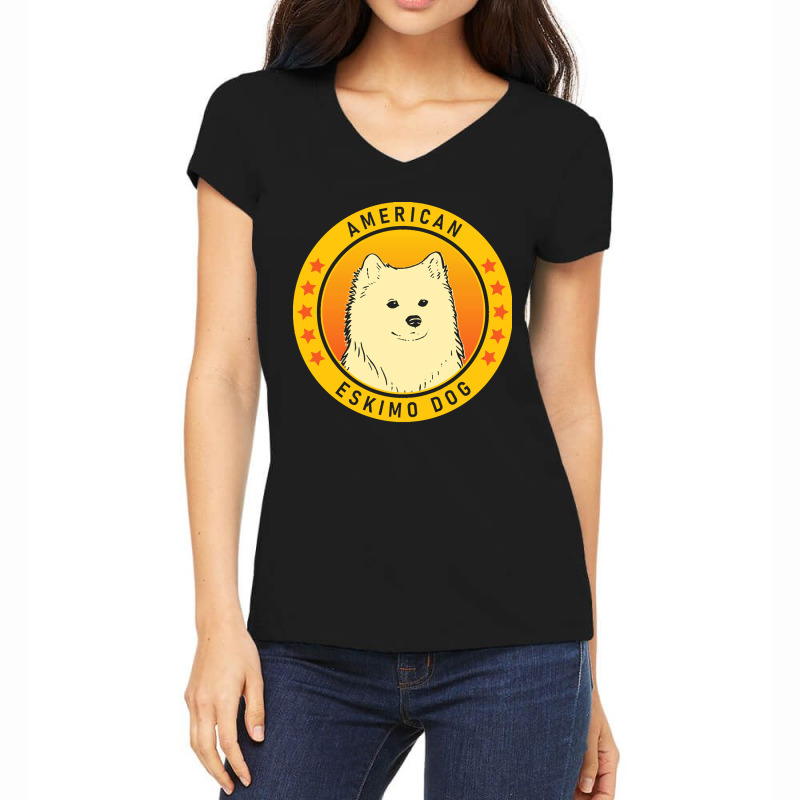 American Eskimo Dog American Eskimo Dog Portrait Women's V-Neck T-Shirt by netheriteshepherd | Artistshot