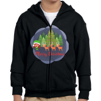 Elf And Reindeers Youth Zipper Hoodie | Artistshot