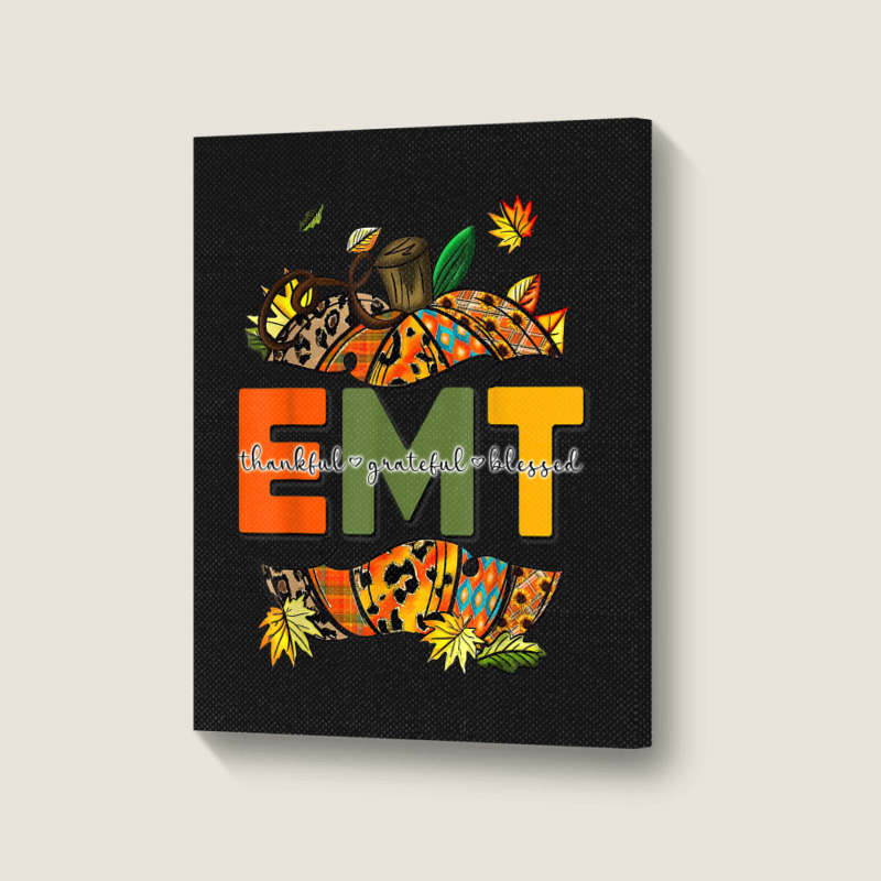 Emergency Medical Technicians Pumpkin Cute Autumn Halloween Portrait Canvas Print | Artistshot