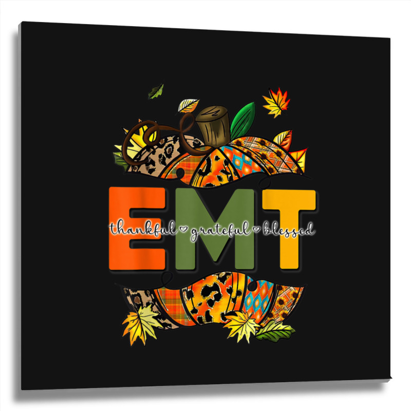 Emergency Medical Technicians Pumpkin Cute Autumn Halloween Metal Print Square | Artistshot