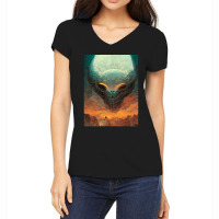 Huge Alien Head Arriving In The Earth One Women's V-neck T-shirt | Artistshot