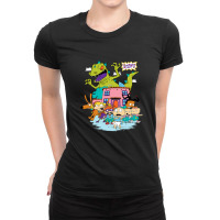 Rugrats Running Away From Reptar Gift Ladies Fitted T-shirt | Artistshot