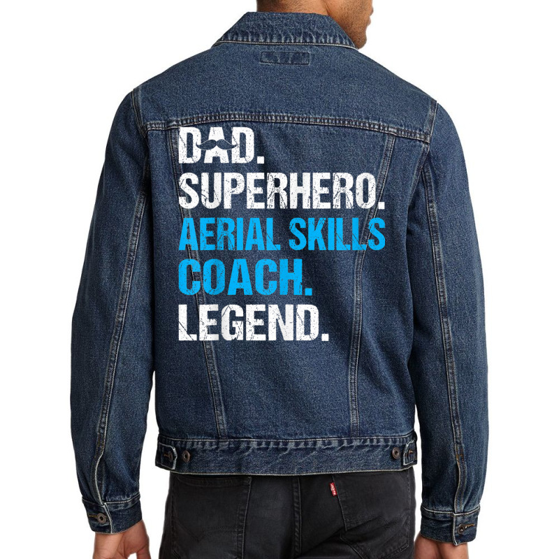 Dad Superhero Aerial Skills Coach Funny Aerial Skills Coach Men Denim Jacket | Artistshot