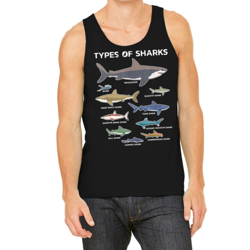 9 Types Of Sharks Educational Colorful Ocean Tank Top | Artistshot