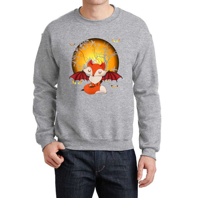 Fox With Bat Wings Halloween Girls Bat Crewneck Sweatshirt | Artistshot