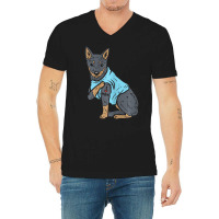 Womens Heeler I Love Mom Animal Pet Red Blue Cattle Dog Women V-neck Tee | Artistshot