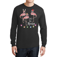 Santa Flamingo Tangled Up In Lights Christmas Long Sleeve Shirts | Artistshot