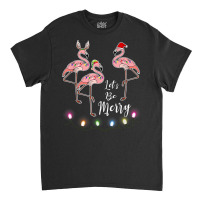 Santa Flamingo Tangled Up In Lights Christmas Classic T-shirt | Artistshot