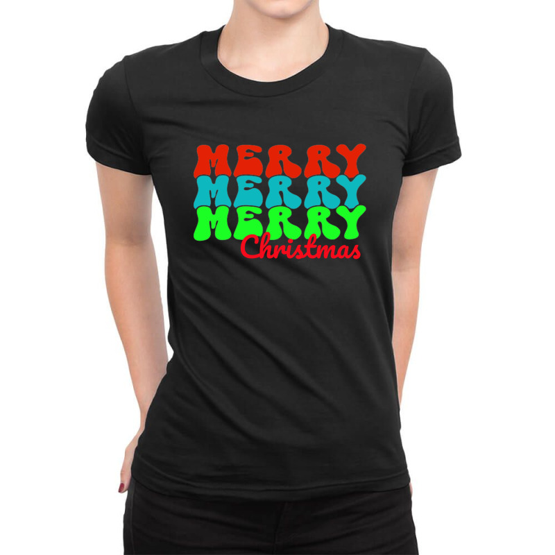 Merry Christmas Xmas Pajamas Ladies Fitted T-Shirt by Djos | Artistshot