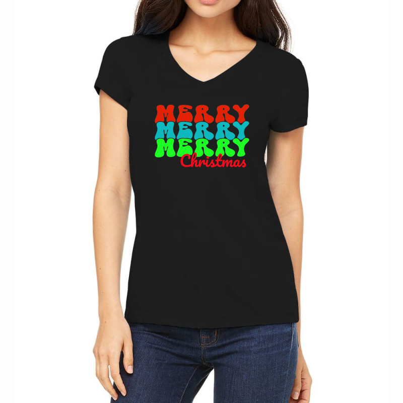 Merry Christmas Xmas Pajamas Women's V-Neck T-Shirt by Djos | Artistshot