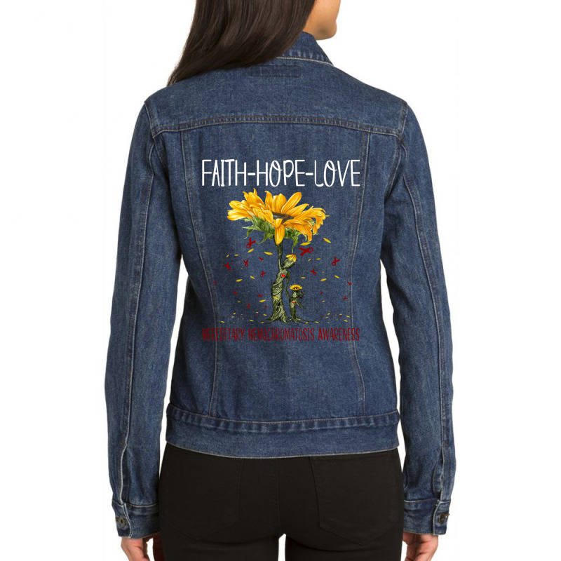 Faith Hope Love Hereditary Hemochromatosis Awareness Ladies Denim Jacket by JACOBMCCOLLUM | Artistshot