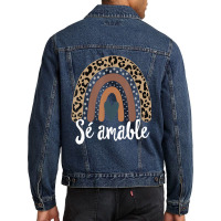 S?? Amable Spanish Bilingual Teacher Be Kind Boho Rainbow Men Denim Jacket | Artistshot