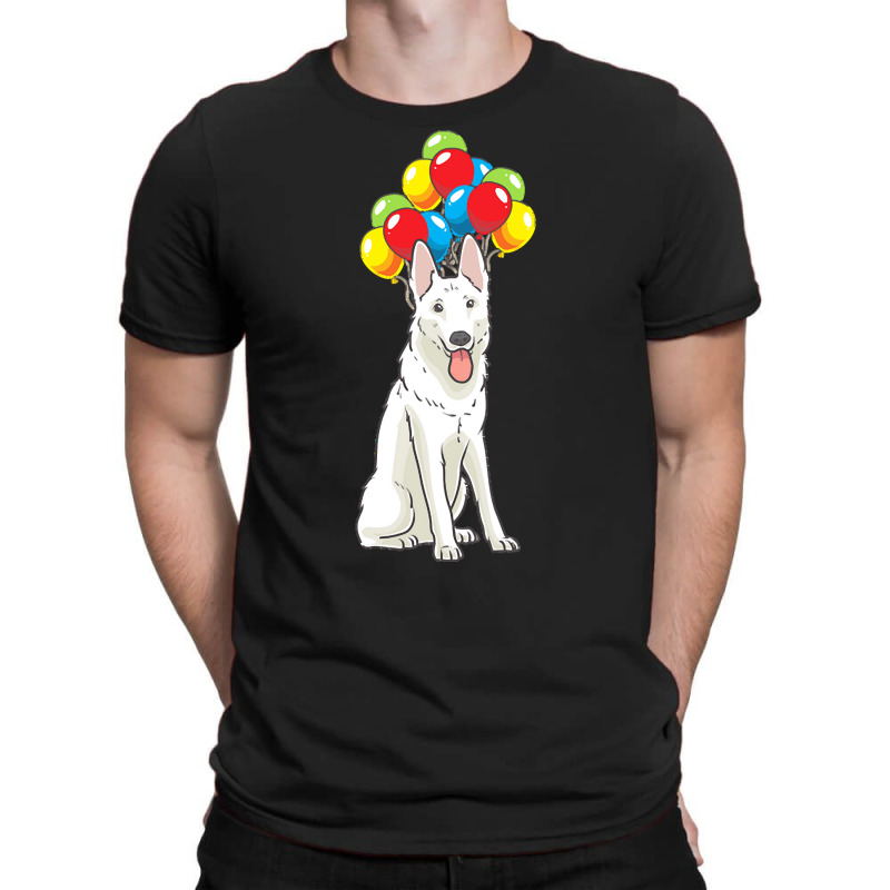 White Shepherd T  Shirt White Swiss Shepherd With Ballons Gift T  Shir T-shirt | Artistshot