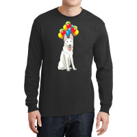 White Shepherd T  Shirt White Swiss Shepherd With Ballons Gift T  Shir Long Sleeve Shirts | Artistshot