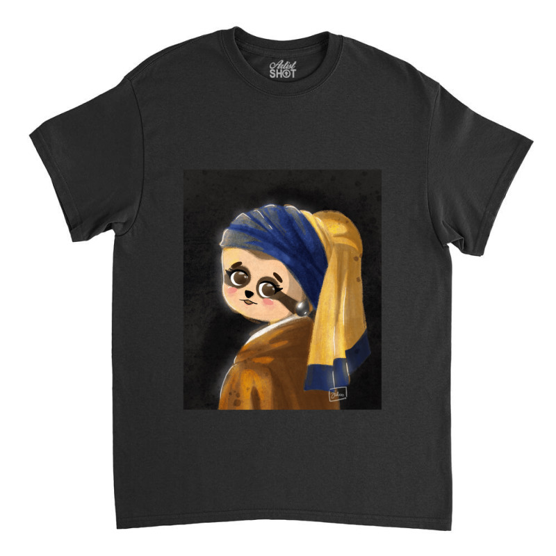 Sloth With A Pearl Earing For Friend Classic T-shirt by EmmyWyatt | Artistshot