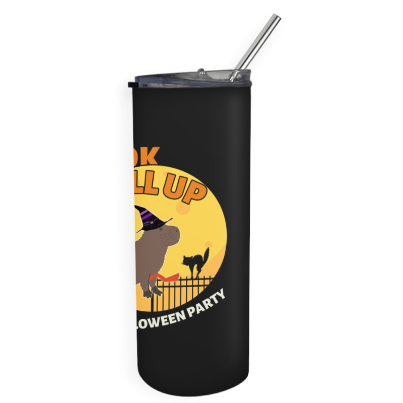 Ok I Pull Up At The Halloween Party Halloween Capybara Skinny Tumbler | Artistshot