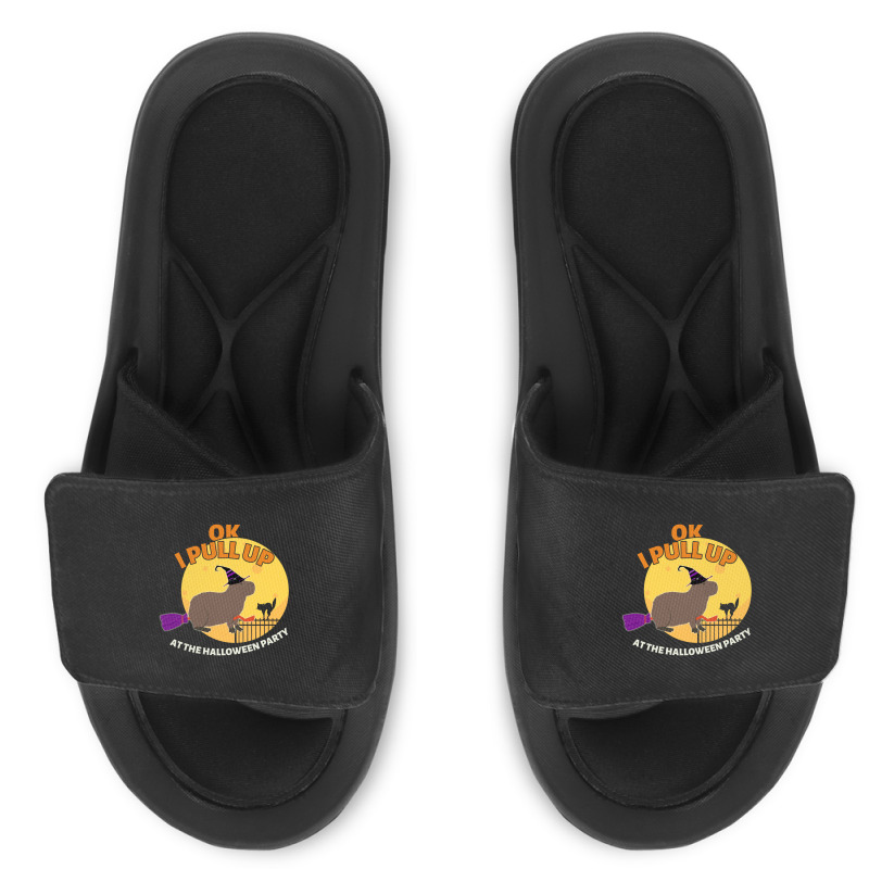 Ok I Pull Up At The Halloween Party Halloween Capybara Slide Sandal | Artistshot