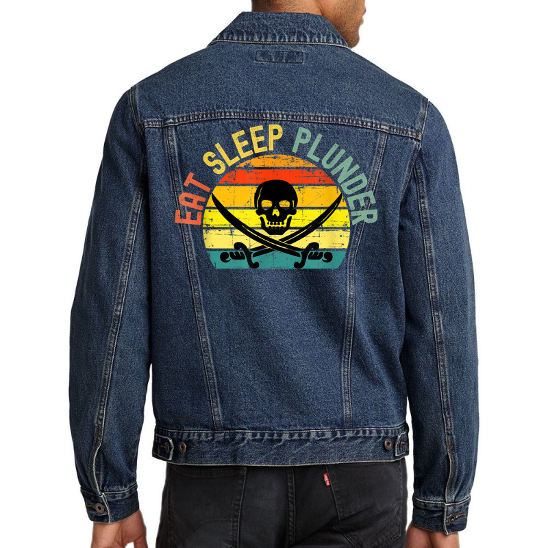 Eat Sleep Plunder Pirate Party Men Denim Jacket | Artistshot