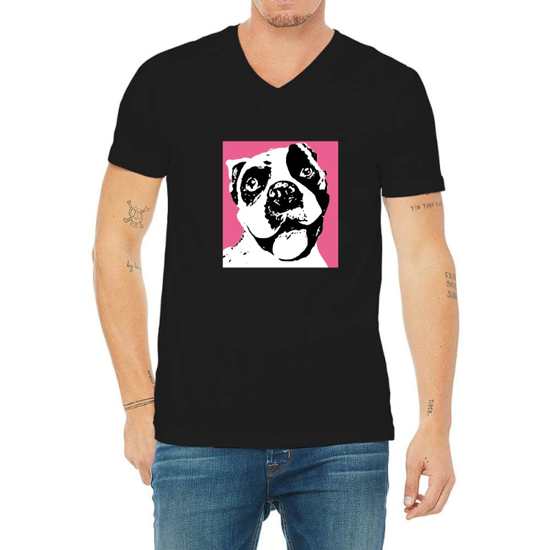 Fawn Boxer Black And White V-Neck Tee by AngieFurr | Artistshot