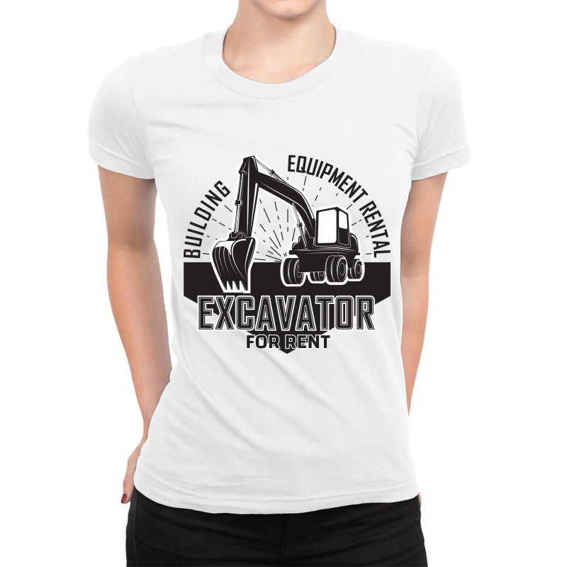 Emblem Of Excavator Or Building Machine Rental Organisationrganisation Ladies Fitted T-shirt | Artistshot