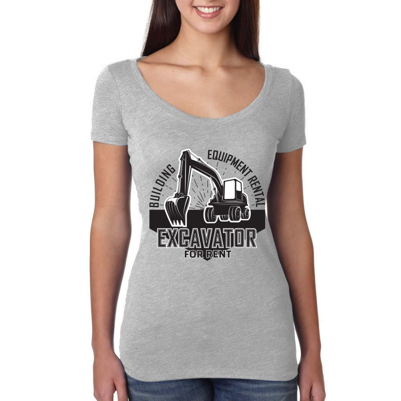 Emblem Of Excavator Or Building Machine Rental Organisationrganisation Women's Triblend Scoop T-shirt | Artistshot