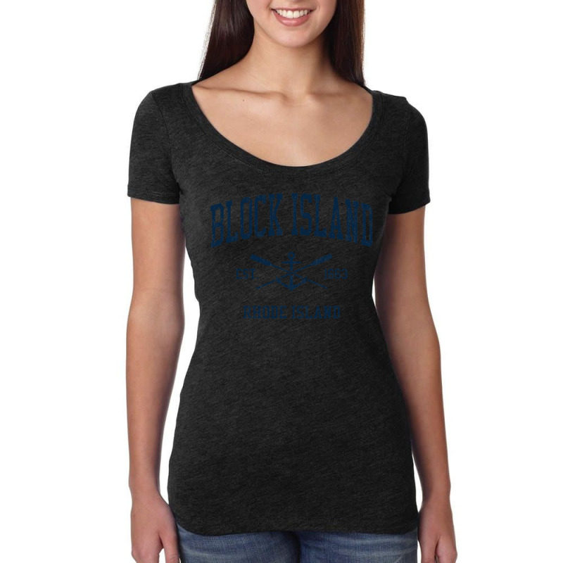 Block Island Ri Vintage Navy Crossed Oars & Boat Anchor Women's Triblend Scoop T-shirt by CUSER3772 | Artistshot