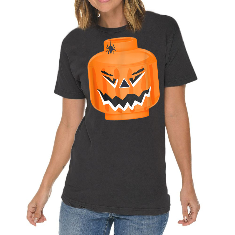 Halloween Pumpkin Building Brick Figure Jack O Lantern Vintage T-shirt | Artistshot