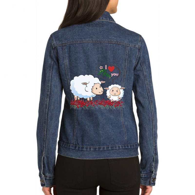 I Love You Mom Withe Cute Ladies Denim Jacket | Artistshot