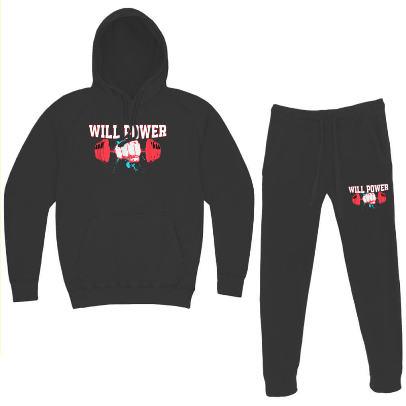 Will Power   Barbell   Gym   Powerlifting Hoodie & Jogger Set | Artistshot